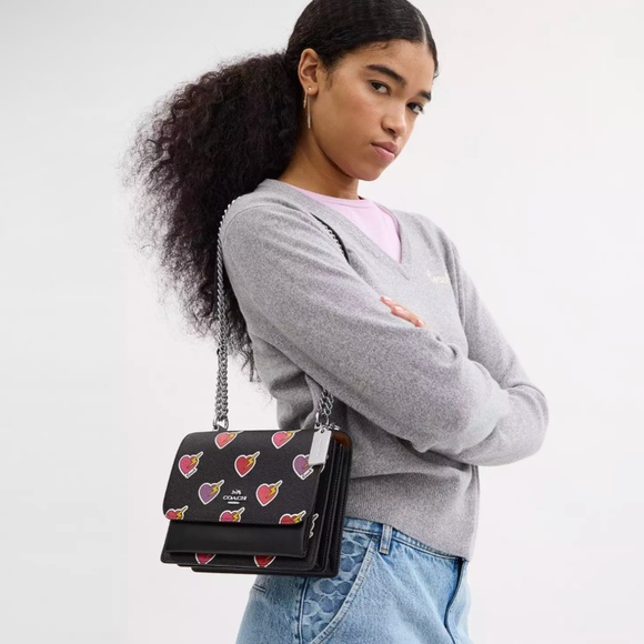 Coach Klare Crossbody Bag With Heart Bolt Print - Picture 8 of 13